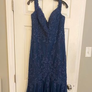 Brand new with tags Pronovias Barcelona navy sequined and tulle formal dress